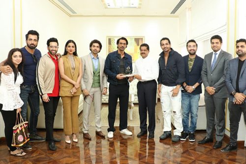 Bollywood Stars Arjun Rampal, Sonu Sood, Luv Sinha, Siddhanth Kapoor, Harshvardhan Rane, Gurmeet Choudhary, Sonal Chauhan Visit Thumbay Medicity Ajman