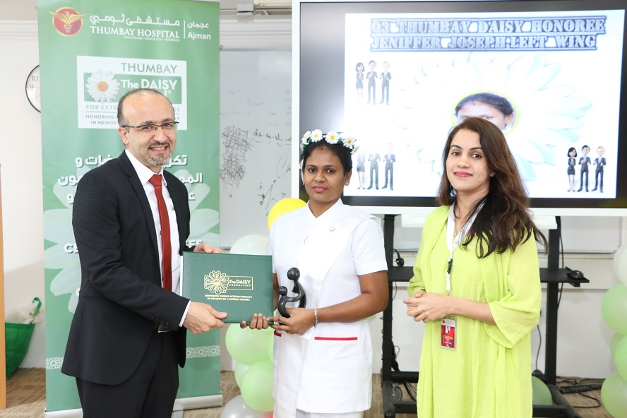 Our Daisy winner was Ms. Jennifer Joseph of Left Wing, Thumbay Hospital, Ajman